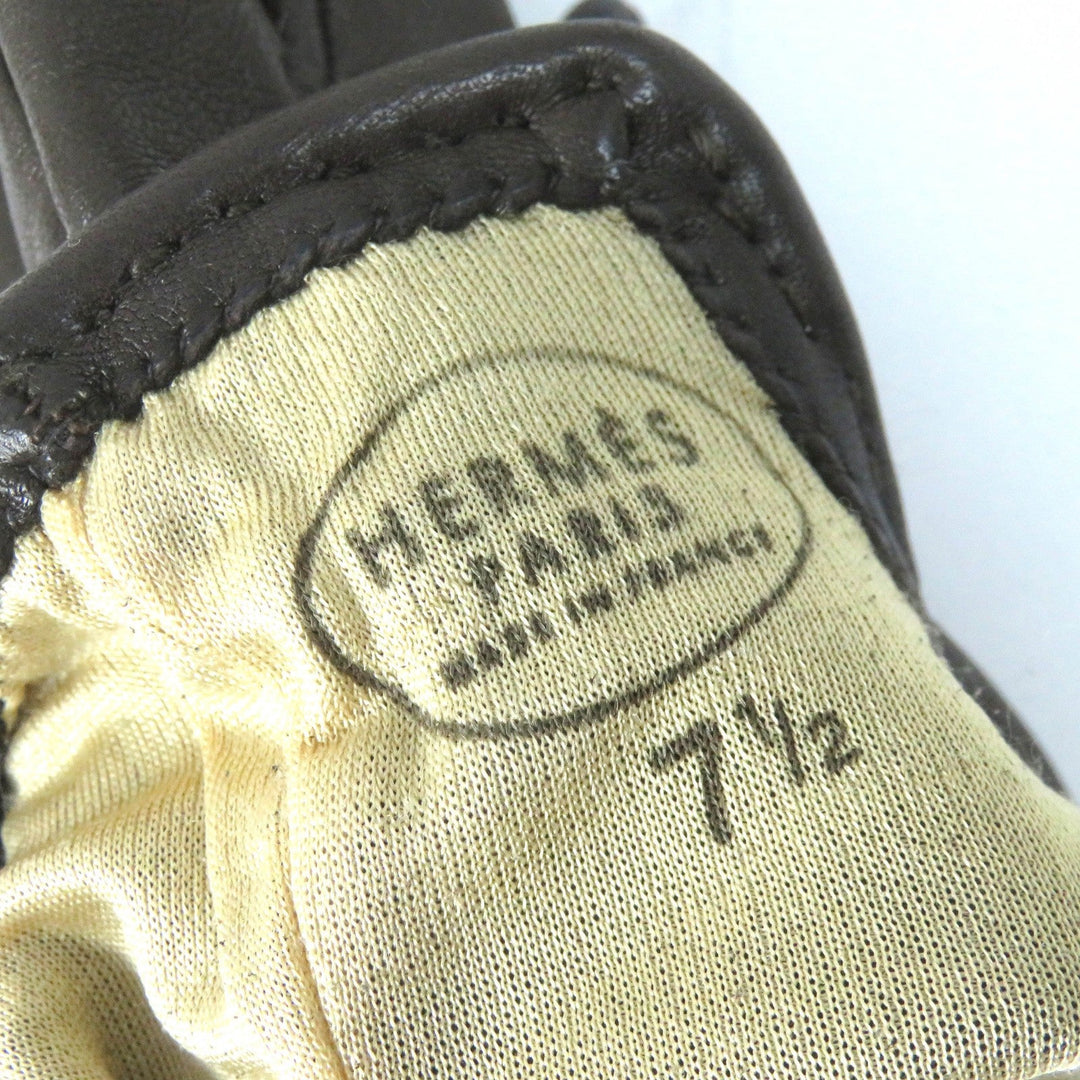 HERMES gloves Main: Leather Dark brown Women 7 1/2 Used Authentic