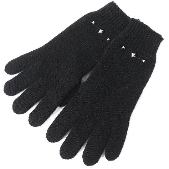 HERMES gloves Main: 98% cashmere, Main: 2% polyester black Darling Meador Women S Used Authentic