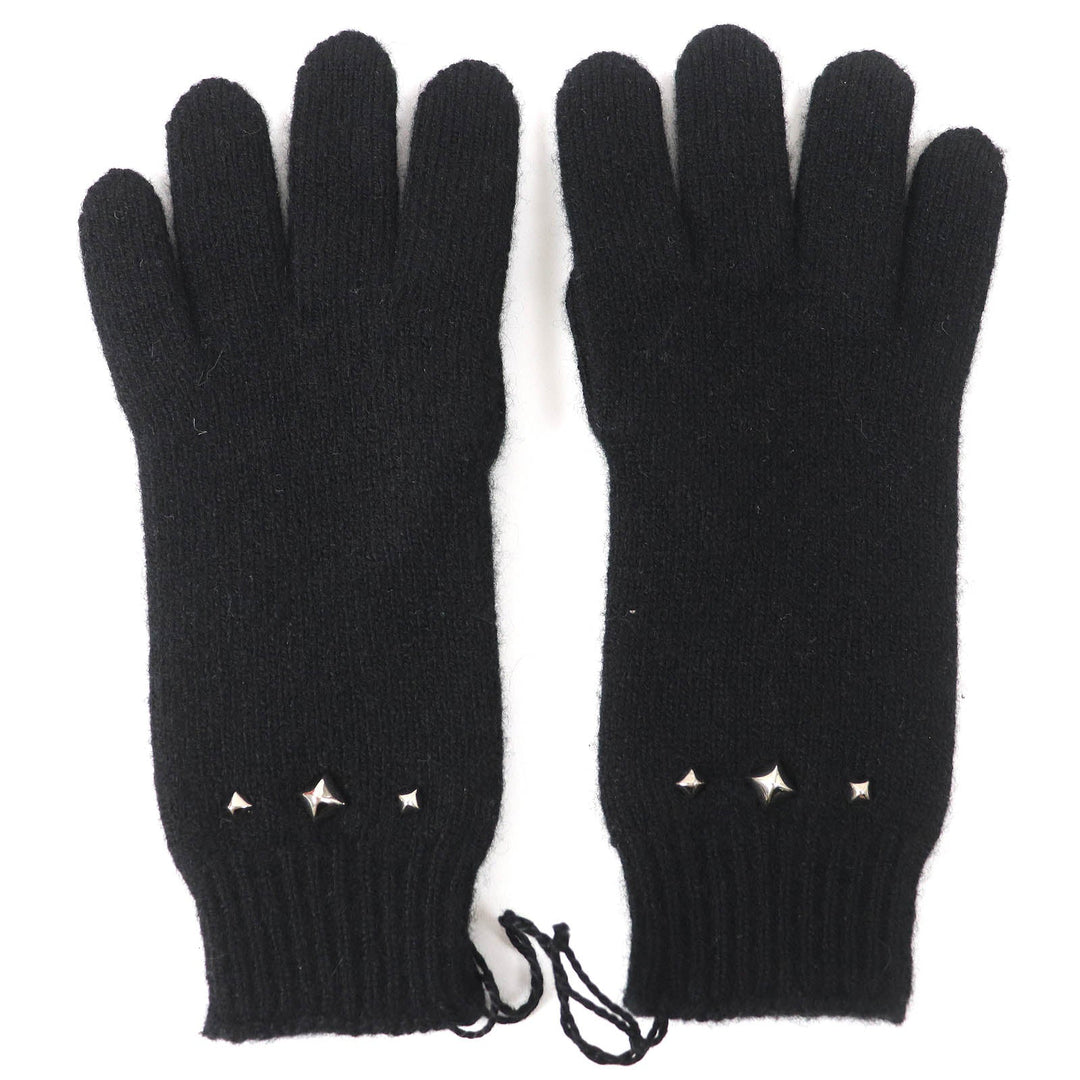 HERMES gloves Main: 98% cashmere, Main: 2% polyester black Darling Meador Women S Used Authentic