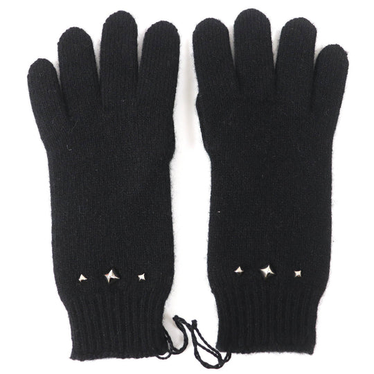 HERMES gloves Main: 98% cashmere, Main: 2% polyester black Darling Meador Women S Used Authentic