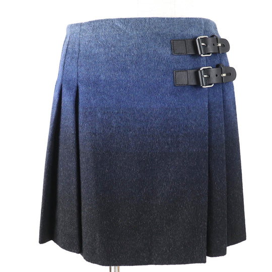 RED VALENTINO Wrap skirt Main: 66% wool, 28% nylon, 4% acrylic, 2% polyester, leather part: cowhide Navy type Women S Used Authentic