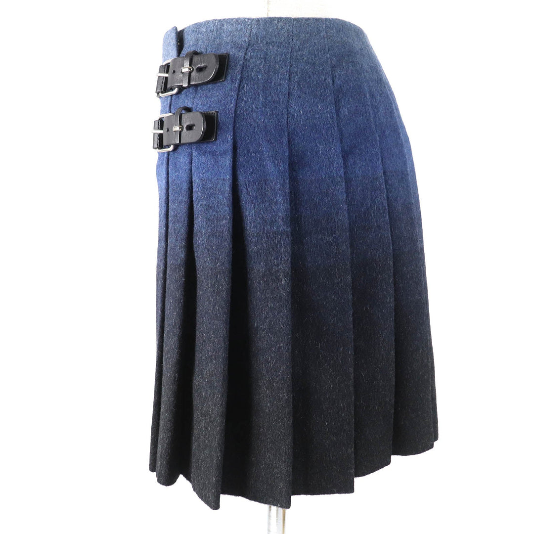 RED VALENTINO Wrap skirt Main: 66% wool, 28% nylon, 4% acrylic, 2% polyester, leather part: cowhide Navy type Women S Used Authentic
