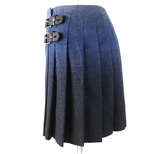 RED VALENTINO Wrap skirt Main: 66% wool, 28% nylon, 4% acrylic, 2% polyester, leather part: cowhide Navy type Women S Used Authentic