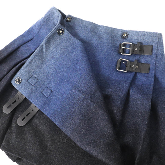 RED VALENTINO Wrap skirt Main: 66% wool, 28% nylon, 4% acrylic, 2% polyester, leather part: cowhide Navy type Women S Used Authentic