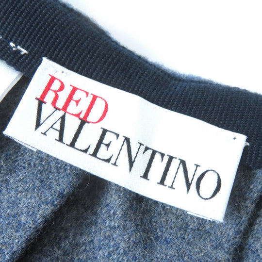 RED VALENTINO Wrap skirt Main: 66% wool, 28% nylon, 4% acrylic, 2% polyester, leather part: cowhide Navy type Women S Used Authentic