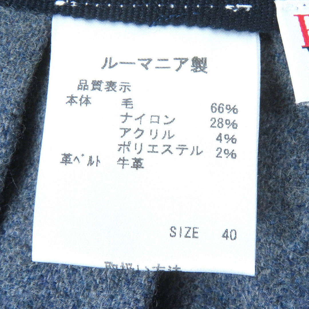RED VALENTINO Wrap skirt Main: 66% wool, 28% nylon, 4% acrylic, 2% polyester, leather part: cowhide Navy type Women S Used Authentic