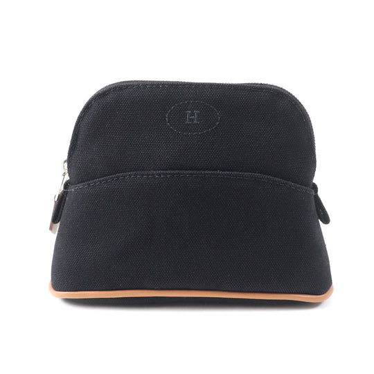 HERMES Cosmetics Pouch Main: Canvas Part: Leather black Boride pouch mini mini Women Used Authentic