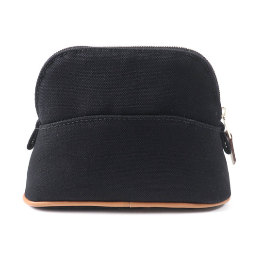 HERMES Cosmetics Pouch Main: Canvas Part: Leather black Boride pouch mini mini Women Used Authentic