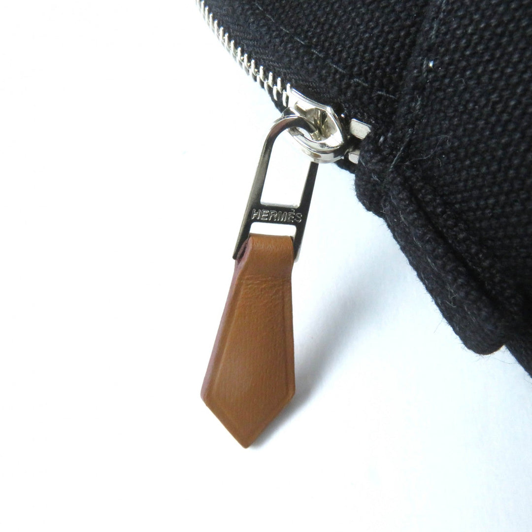 HERMES Cosmetics Pouch Main: Canvas Part: Leather black Boride pouch mini mini Women Used Authentic