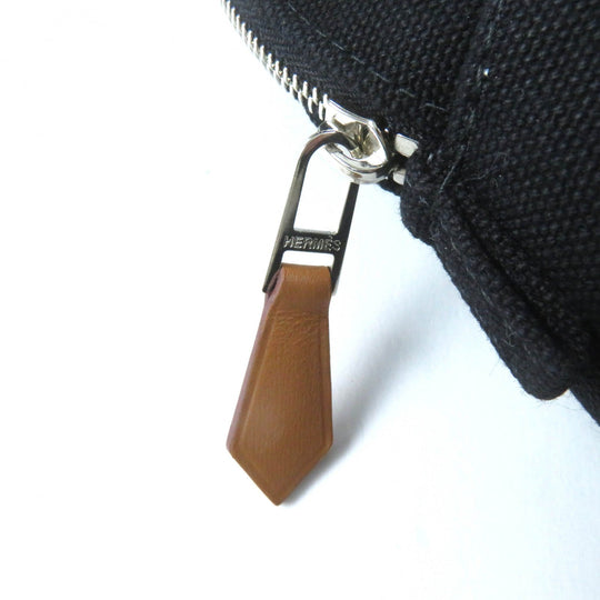 HERMES Cosmetics Pouch Main: Canvas Part: Leather black Boride pouch mini mini Women Used Authentic