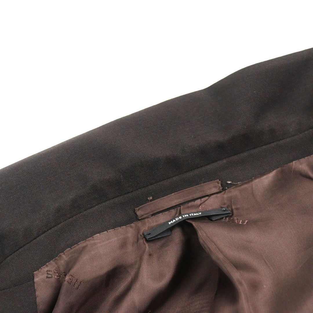 HERMES tailored jacket Outer: 73% wool, Outer: 27% mohair, Part: 100% silk, Lining: 100% cupra, Lining: 100% silk Dark brown mens 52 Used Authentic
