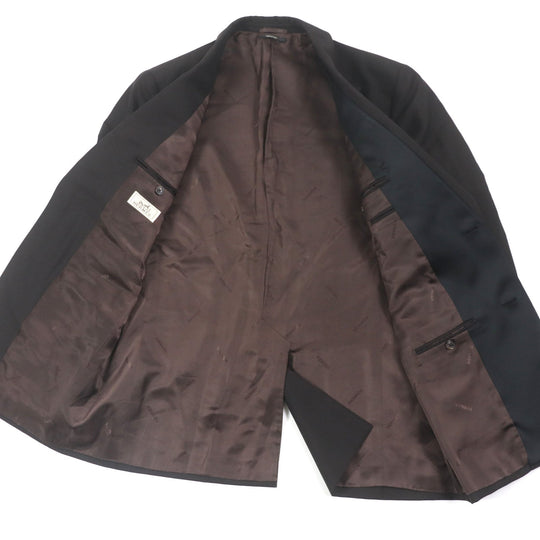 HERMES tailored jacket Outer: 73% wool, Outer: 27% mohair, Part: 100% silk, Lining: 100% cupra, Lining: 100% silk Dark brown mens 52 Used Authentic