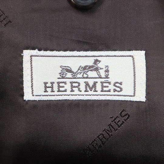HERMES tailored jacket Outer: 73% wool, Outer: 27% mohair, Part: 100% silk, Lining: 100% cupra, Lining: 100% silk Dark brown mens 52 Used Authentic