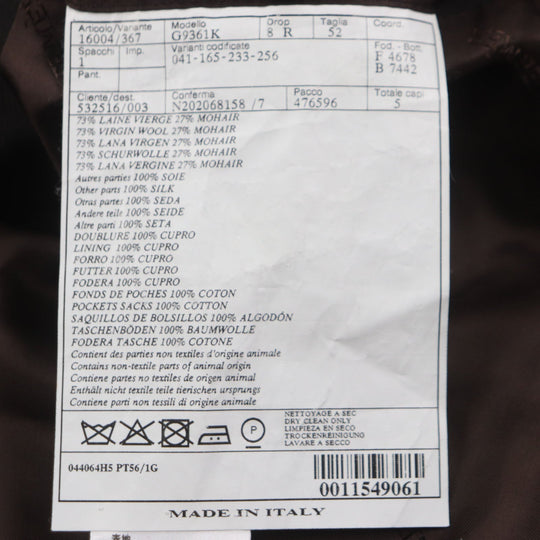 HERMES tailored jacket Outer: 73% wool, Outer: 27% mohair, Part: 100% silk, Lining: 100% cupra, Lining: 100% silk Dark brown mens 52 Used Authentic