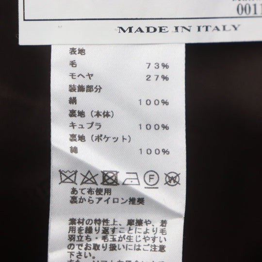HERMES tailored jacket Outer: 73% wool, Outer: 27% mohair, Part: 100% silk, Lining: 100% cupra, Lining: 100% silk Dark brown mens 52 Used Authentic