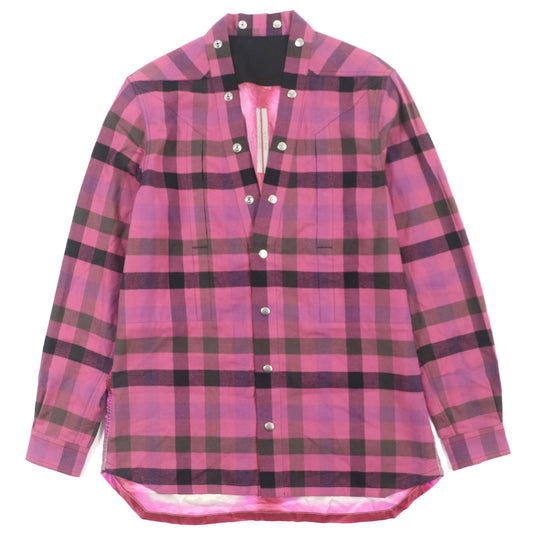 Rick Owens Long sleeve shirt RP01C5242 Outer material: 100% cotton, Outer material: 100% cupra pink FOGPOCKET LARRY SHIRT mens 40 Used Authentic