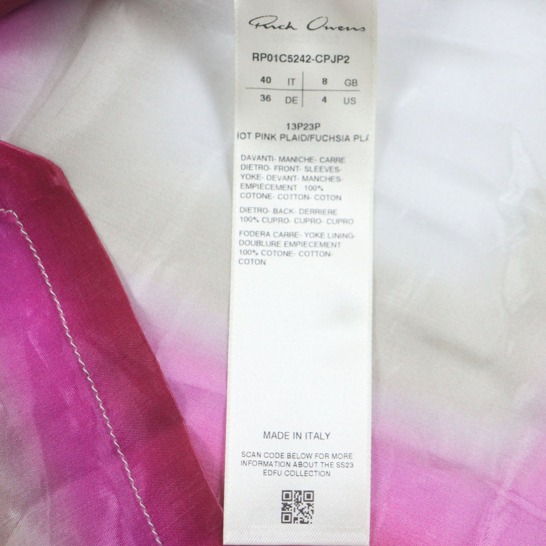 Rick Owens Long sleeve shirt RP01C5242 Outer material: 100% cotton, Outer material: 100% cupra pink FOGPOCKET LARRY SHIRT mens 40 Used Authentic