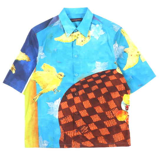 LOUIS VUITTON Short sleeve shirt Outer material: 100% cotton Multi Damier mens L Used Authentic