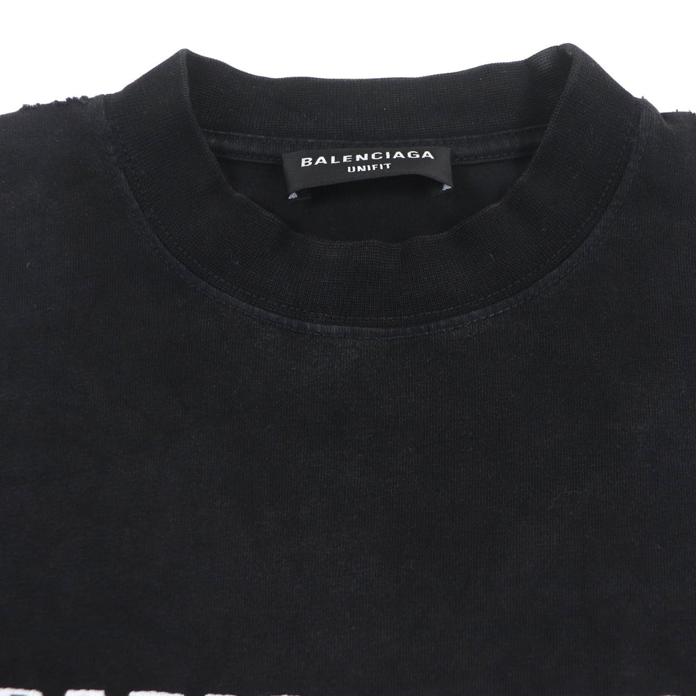 BALENCIAGA Long-sleeved T-shirt 698227 Outer: 100% cotton, Outer: 100% cotton, Part: 97% cotton, Part: 3% polyurethane, Part: 100% polyester Black blue B AUTHENTIC PATCHED mens L Used Authentic