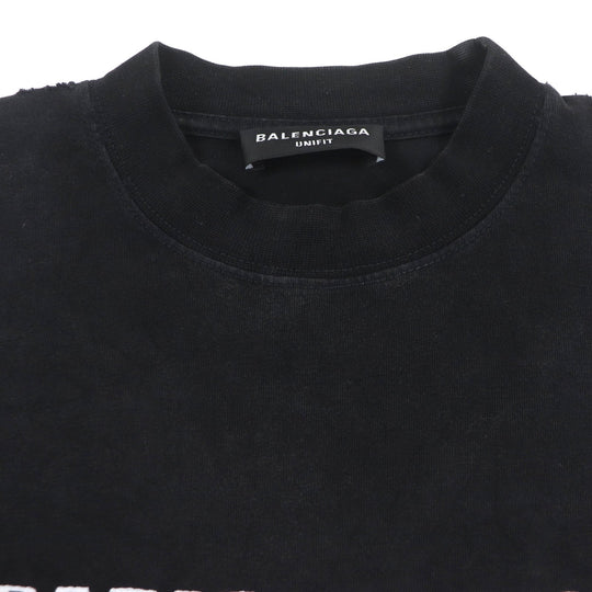 BALENCIAGA Long-sleeved T-shirt 698227 Outer: 100% cotton, Outer: 100% cotton, Part: 97% cotton, Part: 3% polyurethane, Part: 100% polyester Black blue B AUTHENTIC PATCHED mens L Used Authentic