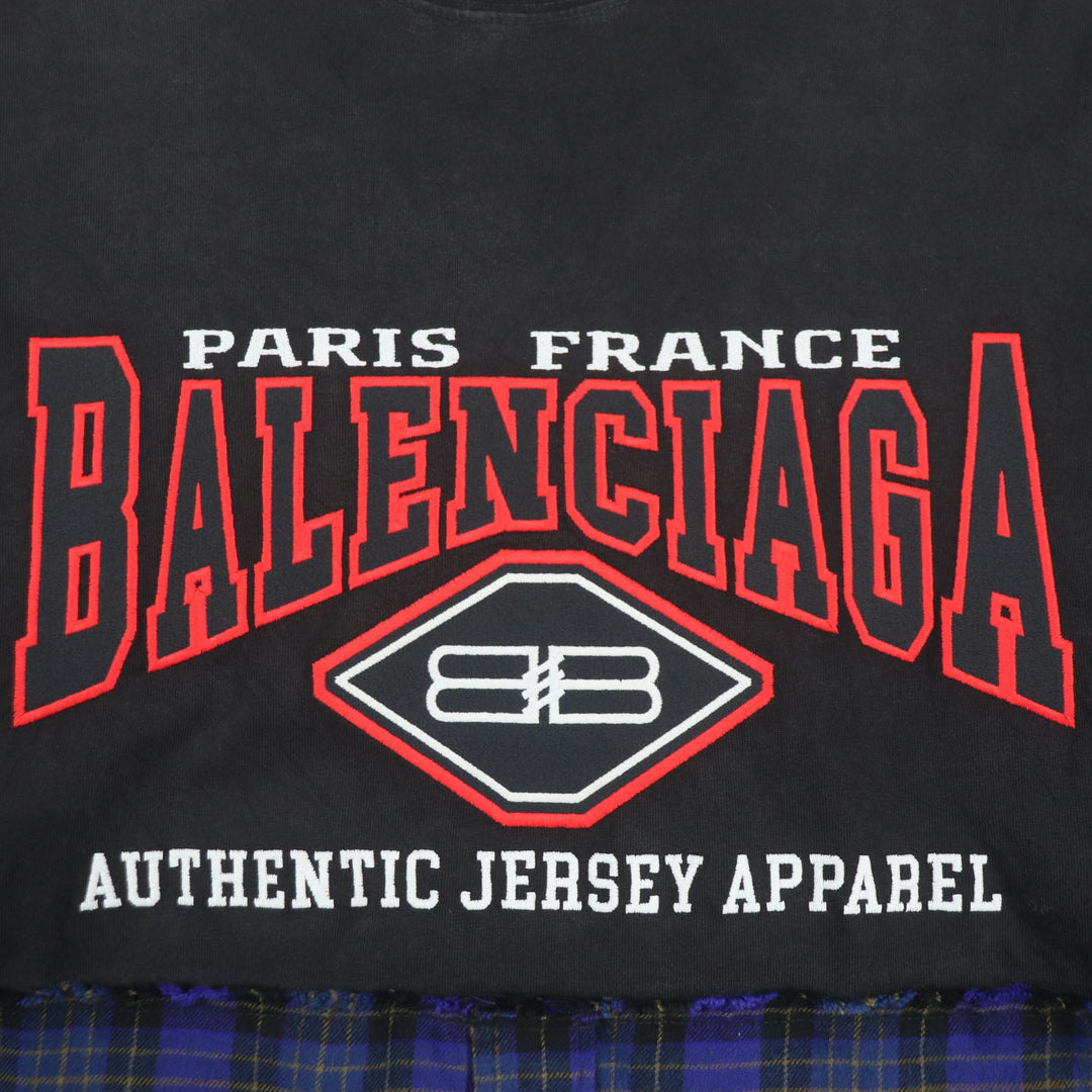 BALENCIAGA Long-sleeved T-shirt 698227 Outer: 100% cotton, Outer: 100% cotton, Part: 97% cotton, Part: 3% polyurethane, Part: 100% polyester Black blue B AUTHENTIC PATCHED mens L Used Authentic