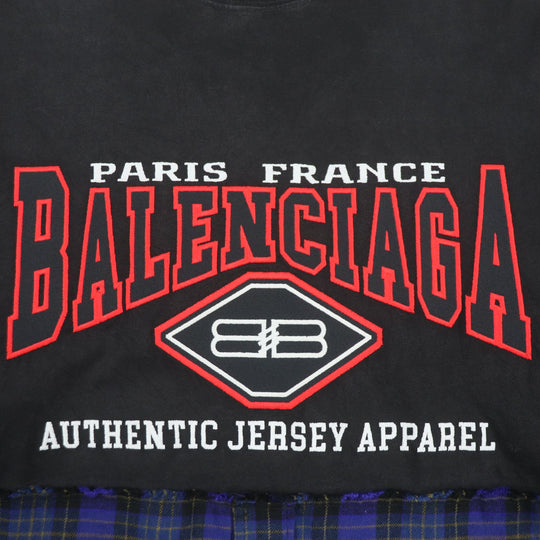 BALENCIAGA Long-sleeved T-shirt 698227 Outer: 100% cotton, Outer: 100% cotton, Part: 97% cotton, Part: 3% polyurethane, Part: 100% polyester Black blue B AUTHENTIC PATCHED mens L Used Authentic