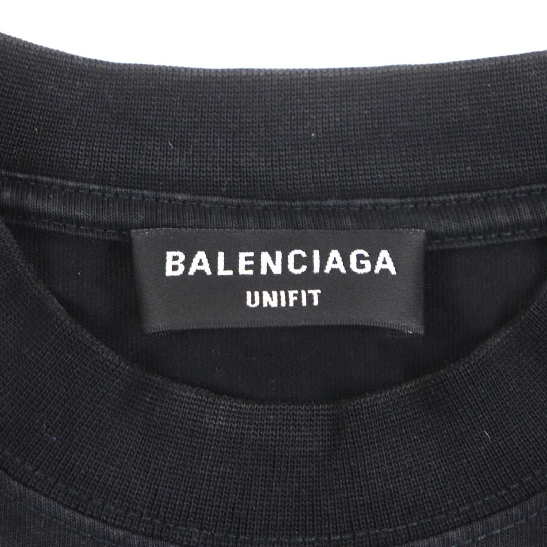 BALENCIAGA Long-sleeved T-shirt 698227 Outer: 100% cotton, Outer: 100% cotton, Part: 97% cotton, Part: 3% polyurethane, Part: 100% polyester Black blue B AUTHENTIC PATCHED mens L Used Authentic