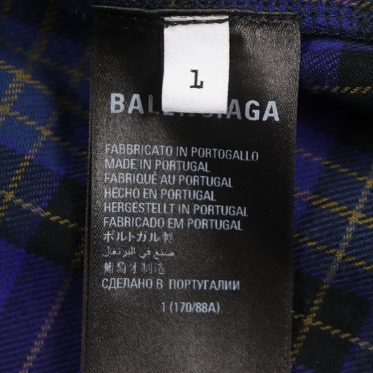 BALENCIAGA Long-sleeved T-shirt 698227 Outer: 100% cotton, Outer: 100% cotton, Part: 97% cotton, Part: 3% polyurethane, Part: 100% polyester Black blue B AUTHENTIC PATCHED mens L Used Authentic