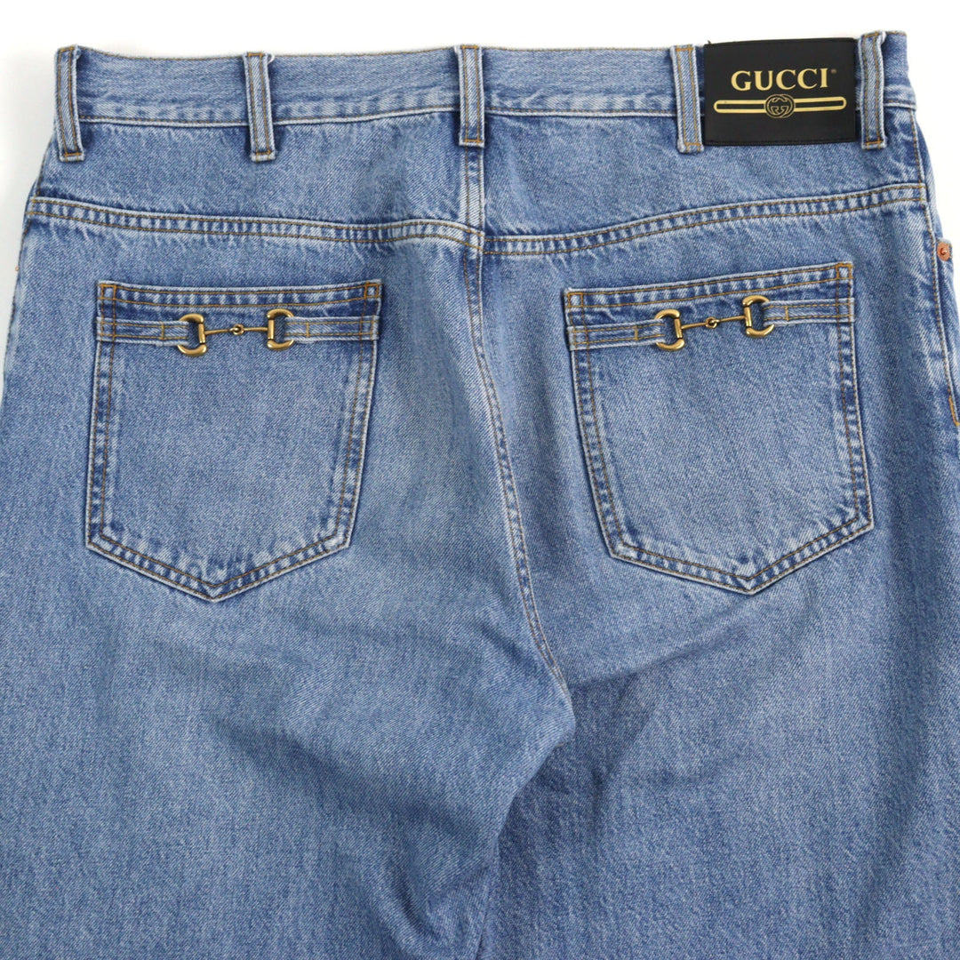 GUCCI Denim pants 675701 Main: 100% cotton, part: cowhide Light blue mens 36 Used Authentic