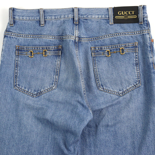 GUCCI Denim pants 675701 Main: 100% cotton, part: cowhide Light blue mens 36 Used Authentic