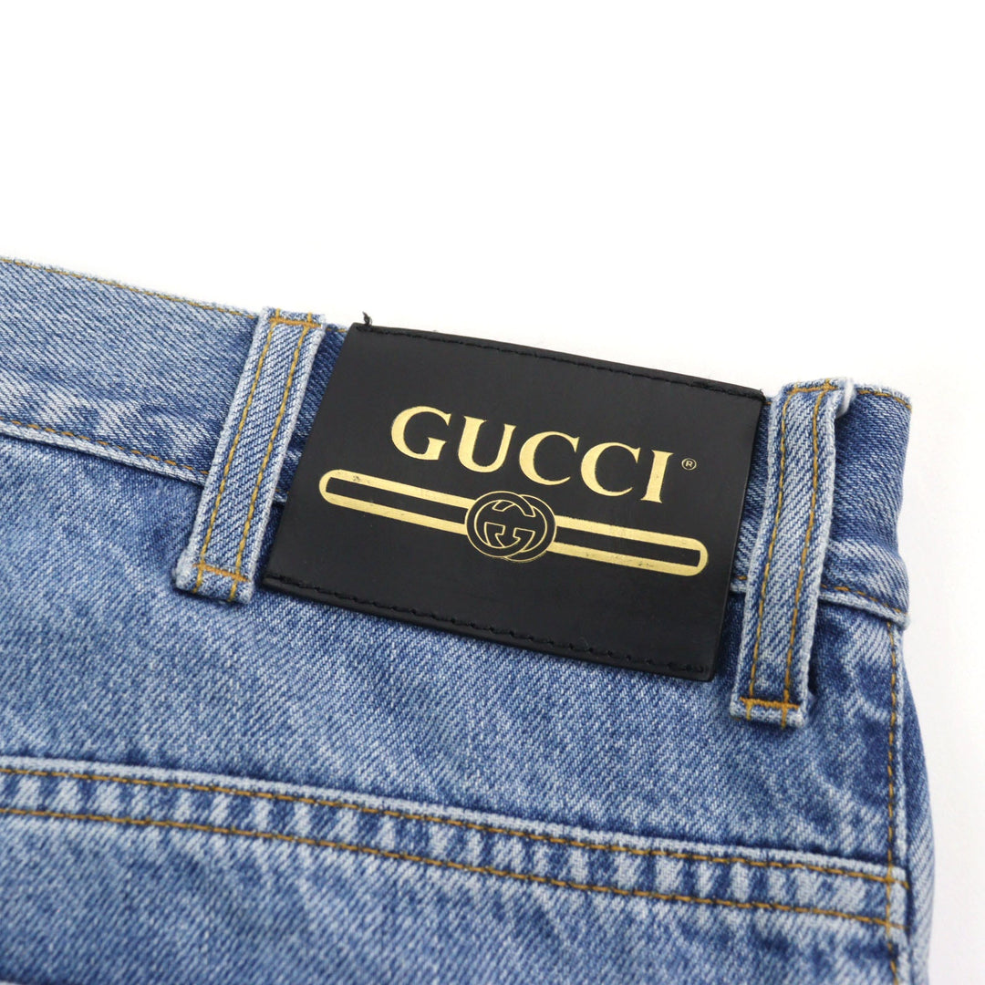 GUCCI Denim pants 675701 Main: 100% cotton, part: cowhide Light blue mens 36 Used Authentic