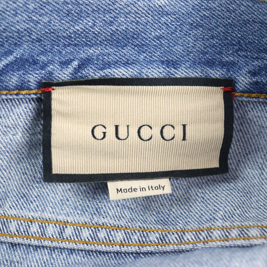 GUCCI Denim pants 675701 Main: 100% cotton, part: cowhide Light blue mens 36 Used Authentic