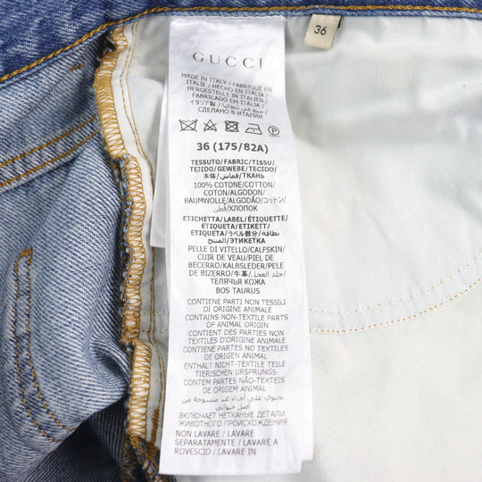 GUCCI Denim pants 675701 Main: 100% cotton, part: cowhide Light blue mens 36 Used Authentic