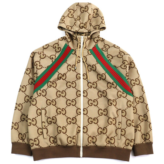 GUCCI Track jacket 713974 Main: 85% polyester, Main: 15% polyurethane, Part: 100% polyester, Part: 91% polyester, Part: 6% nylon Brown type mens L Used Authentic