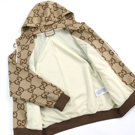 GUCCI Track jacket 713974 Main: 85% polyester, Main: 15% polyurethane, Part: 100% polyester, Part: 91% polyester, Part: 6% nylon Brown type mens L Used Authentic