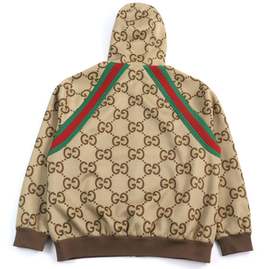 GUCCI Track jacket 713974 Main: 85% polyester, Main: 15% polyurethane, Part: 100% polyester, Part: 91% polyester, Part: 6% nylon Brown type mens L Used Authentic