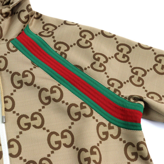 GUCCI Track jacket 713974 Main: 85% polyester, Main: 15% polyurethane, Part: 100% polyester, Part: 91% polyester, Part: 6% nylon Brown type mens L Used Authentic