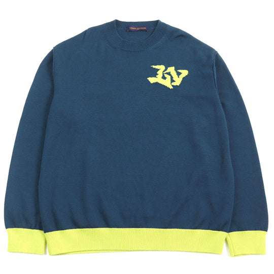 LOUIS VUITTON knit HNN02W Main: 100% wool Blue yellow mens XL Used Authentic