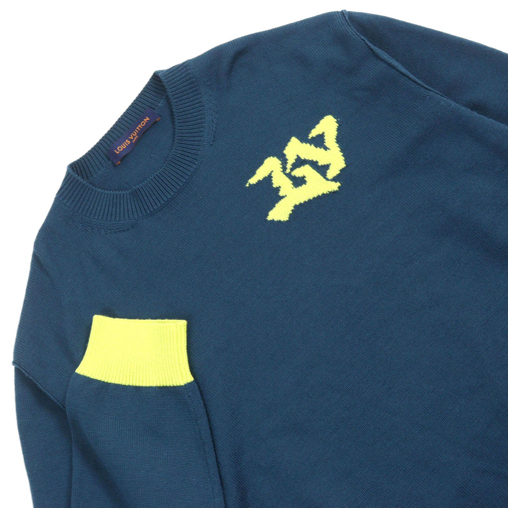 LOUIS VUITTON knit HNN02W Main: 100% wool Blue yellow mens XL Used Authentic