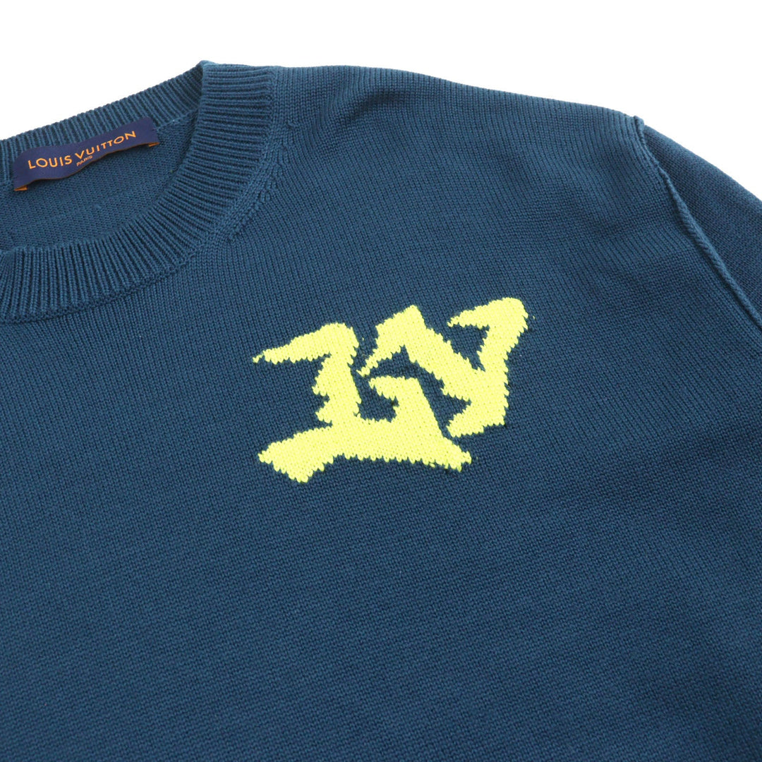 LOUIS VUITTON knit HNN02W Main: 100% wool Blue yellow mens XL Used Authentic