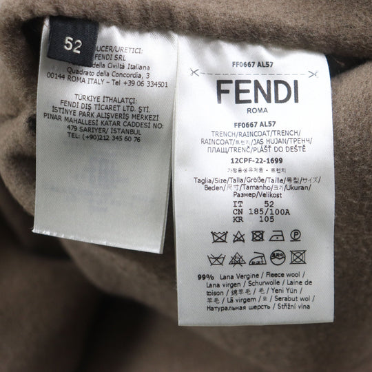 FENDI trench coat FF0667 AL57 Main: 99% wool, Main: 1% silk Brown black mens 52 Used Authentic
