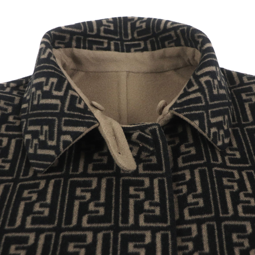 FENDI trench coat FF0667 AL57 Main: 99% wool, Main: 1% silk Brown black mens 52 Used Authentic