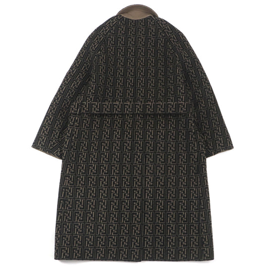 FENDI trench coat FF0667 AL57 Main: 99% wool, Main: 1% silk Brown black mens 52 Used Authentic