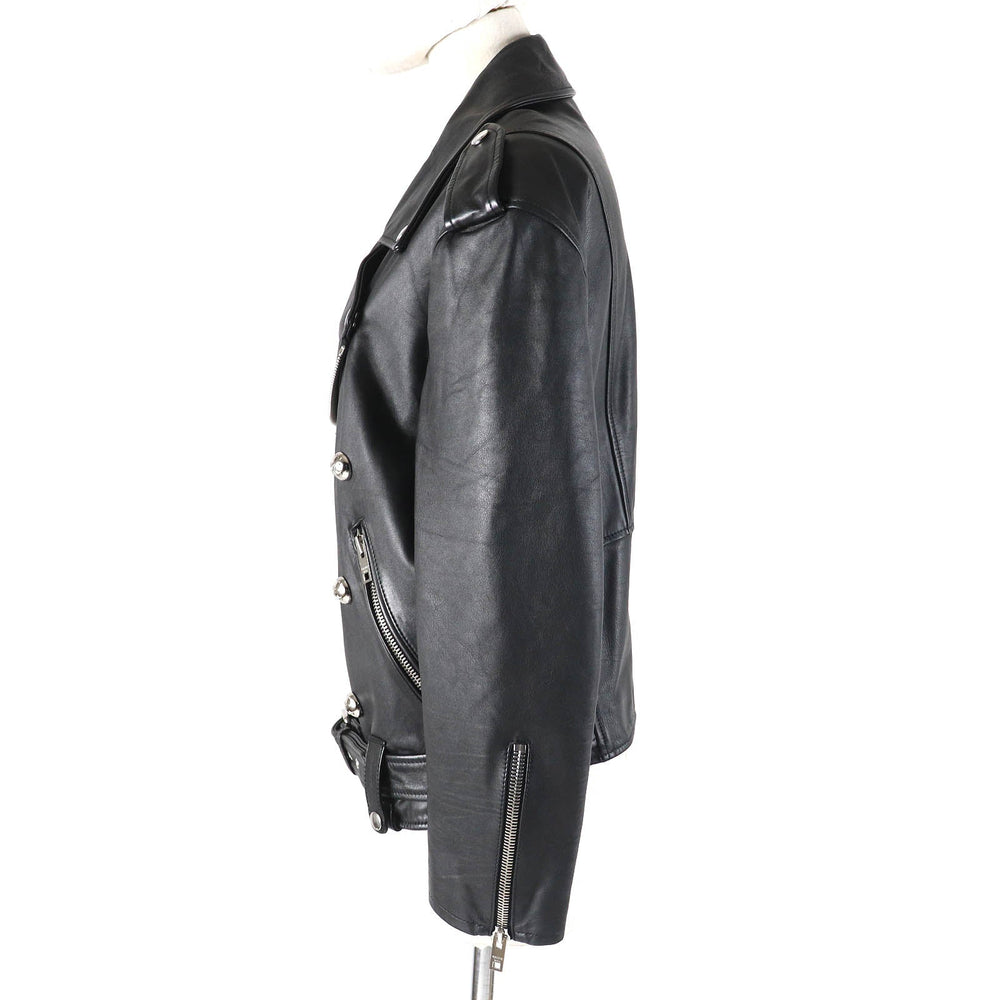 CELINE Jacket 2EG91599E Outer: Cowhide, Lining: 100% Cupra, Filling: 100% Polyester black LOOSE BIKER JACKET Women 34 Used Authentic