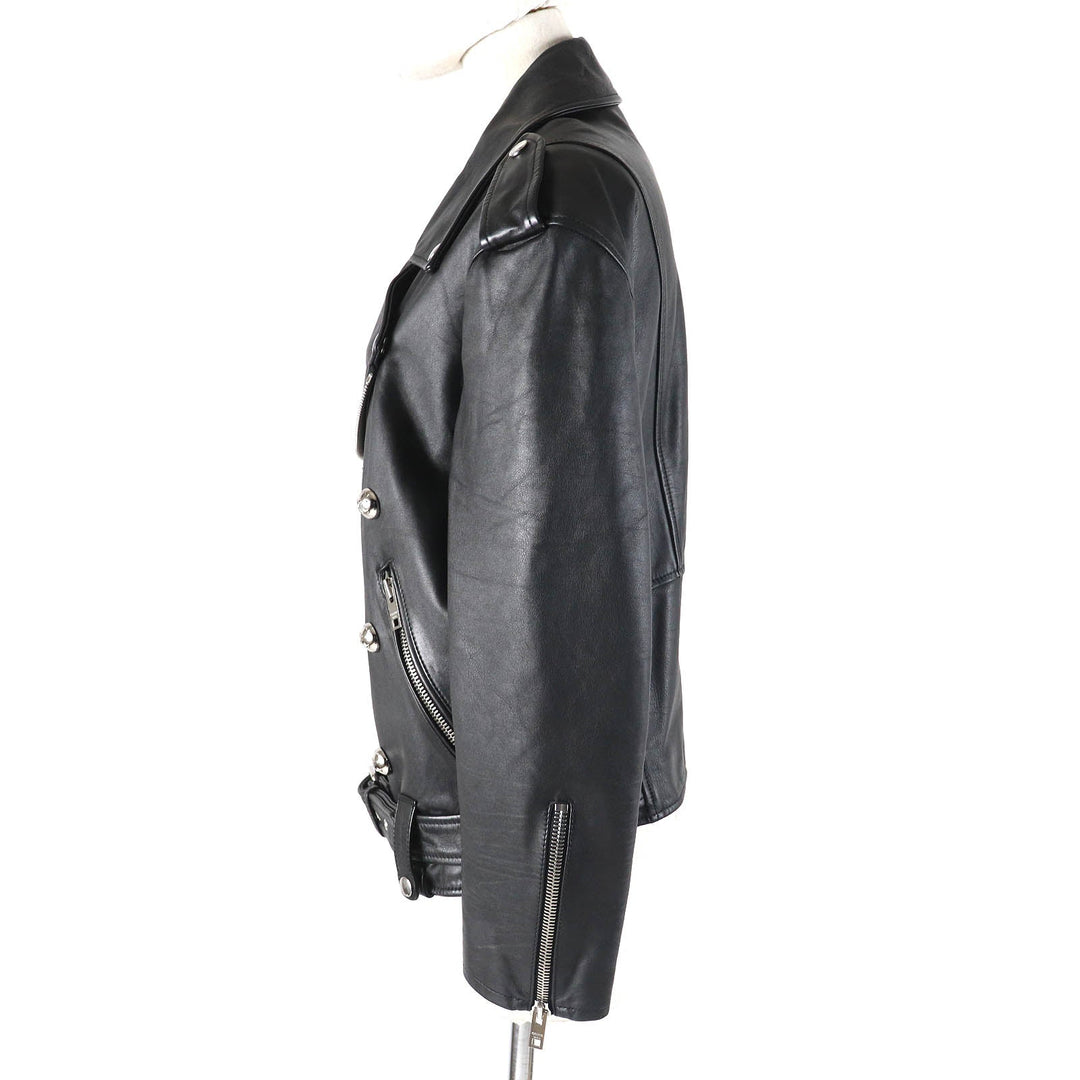 CELINE Jacket 2EG91599E Outer: Cowhide, Lining: 100% Cupra, Filling: 100% Polyester black LOOSE BIKER JACKET Women 34 Used Authentic