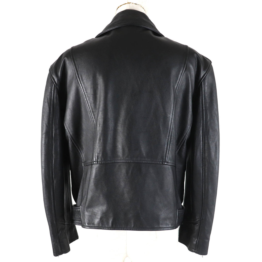 CELINE Jacket 2EG91599E Outer: Cowhide, Lining: 100% Cupra, Filling: 100% Polyester black LOOSE BIKER JACKET Women 34 Used Authentic