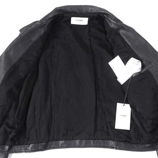 CELINE Jacket 2EG91599E Outer: Cowhide, Lining: 100% Cupra, Filling: 100% Polyester black LOOSE BIKER JACKET Women 34 Used Authentic