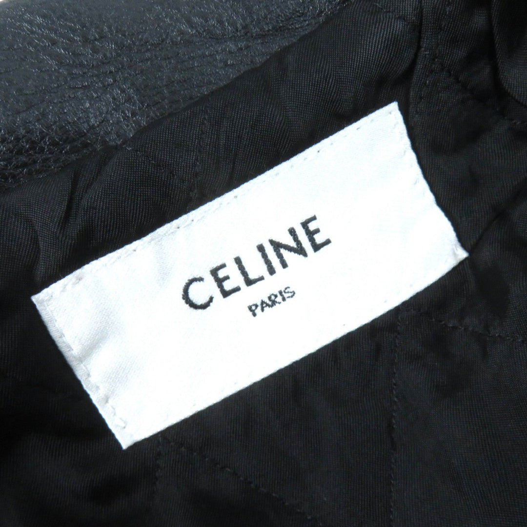 CELINE Jacket 2EG91599E Outer: Cowhide, Lining: 100% Cupra, Filling: 100% Polyester black LOOSE BIKER JACKET Women 34 Used Authentic