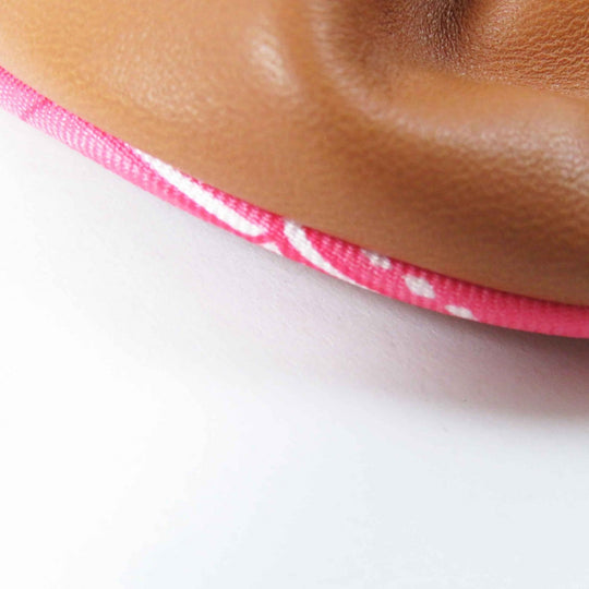 HERMES hair accessory Main: Sheepskin, Part: Silk brown pink white Claudia Women Used Authentic