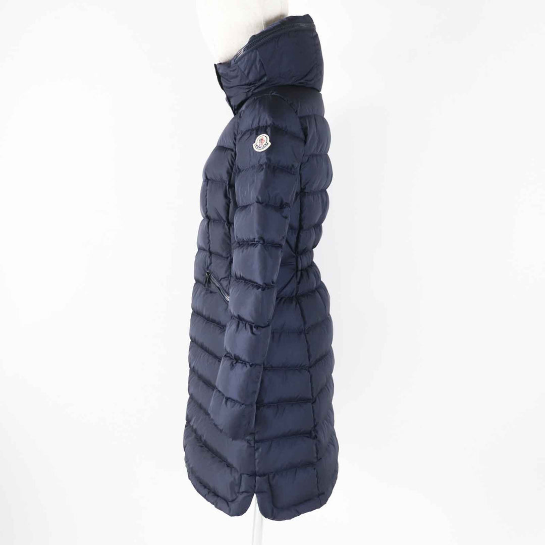 MONCLER down coat Outer: 100% nylon, Lining: 100% nylon, Sleeve lining: 100% nylon, Part: 100% nylon, Filling: 90% down Navy FLAMMETTE Women Zero size Used Authentic
